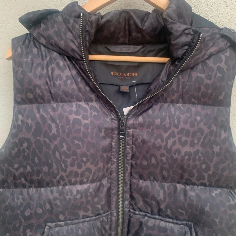 EUC Coach Animal Print 70 % Duck Down Puffer Vest  Medium ( can fit large )